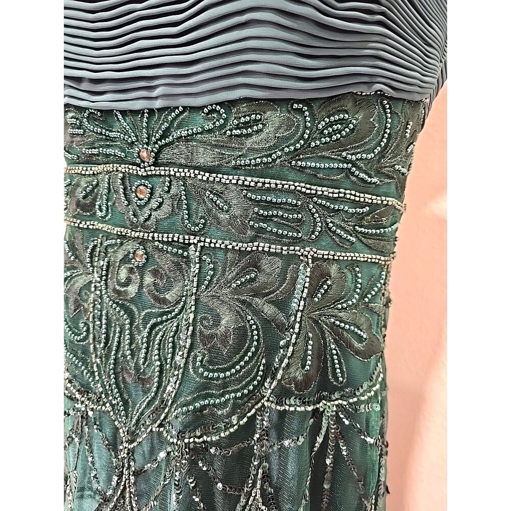NWT Sue Wong Dress 6 Green Beaded Sequin Embroidered Shirred Prom Hoco Designer - Picture 4 of 10